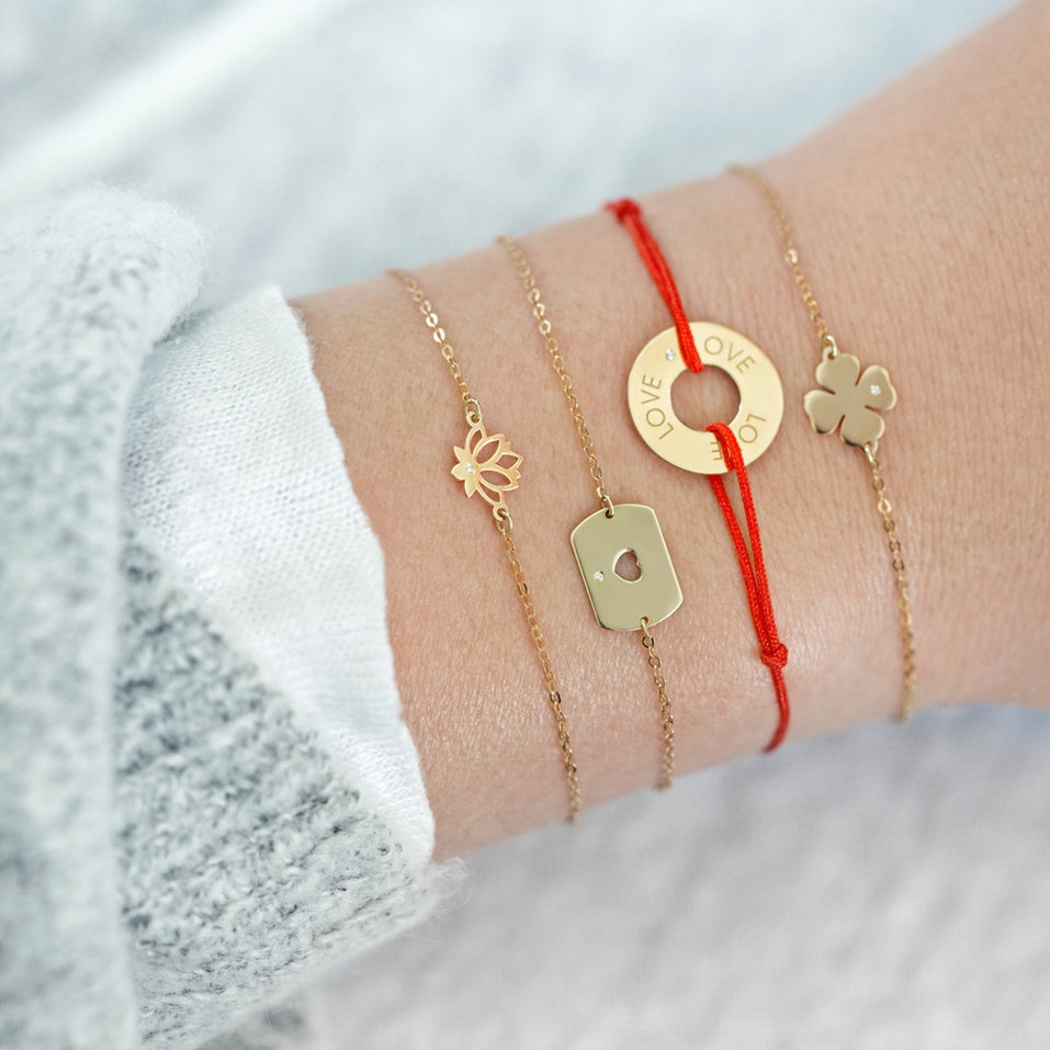 Diamantový náramek se šňůrkou Love Circle