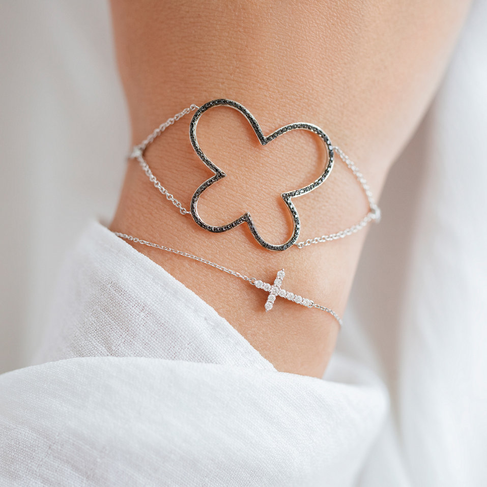 Náramek s černými diamanty Black Butterfly