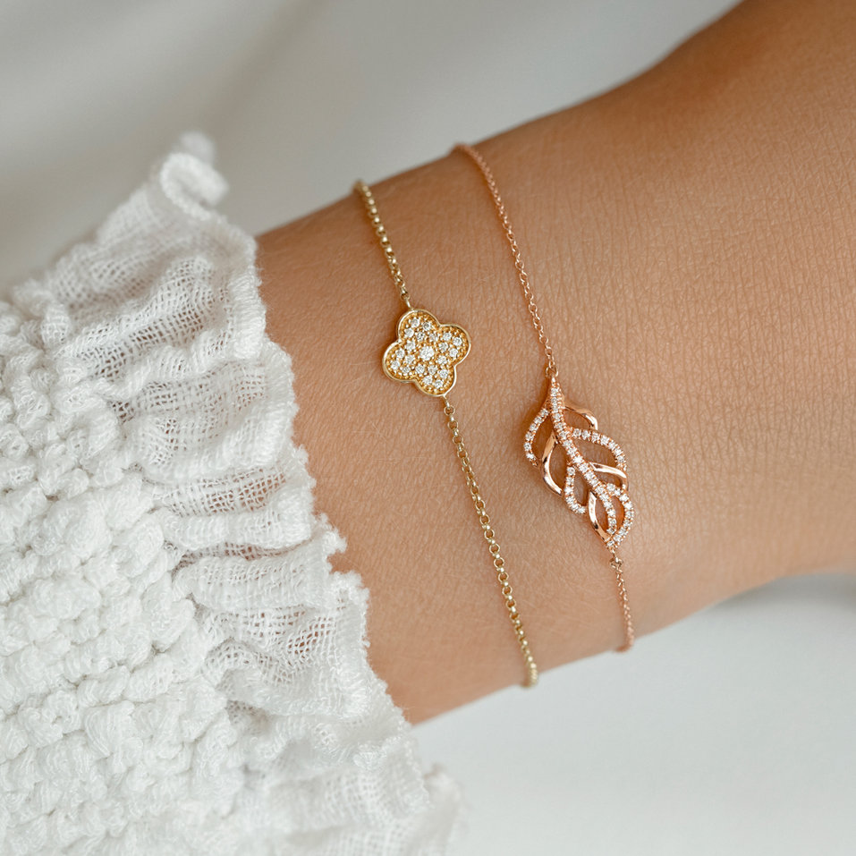 Náramek s diamanty Shiny Leaf