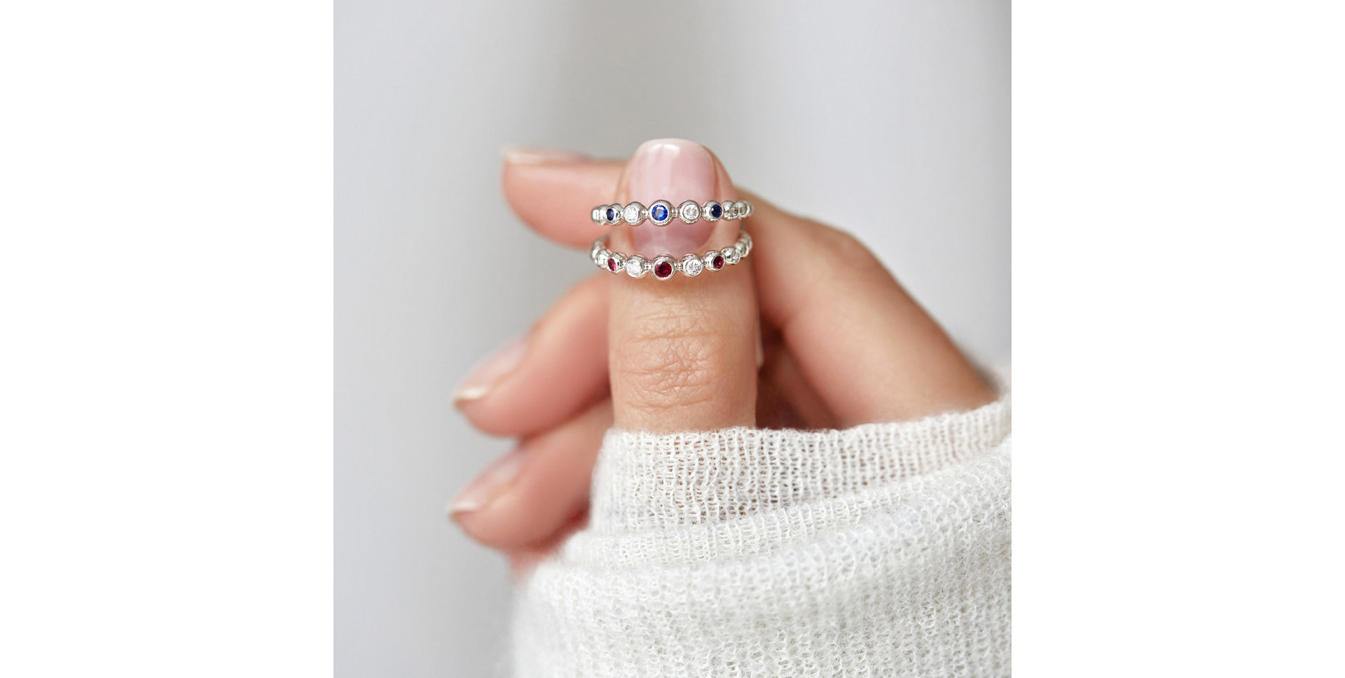 Prsten s diamanty a safíry Shiny Dots