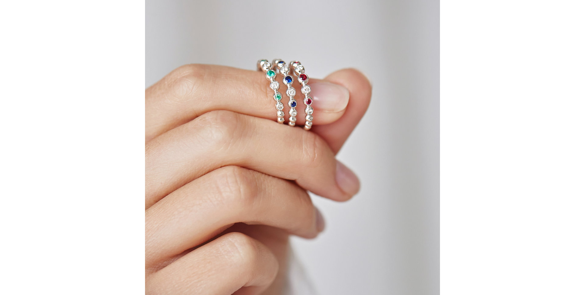 Prsten s diamanty a rubíny Shiny Dots