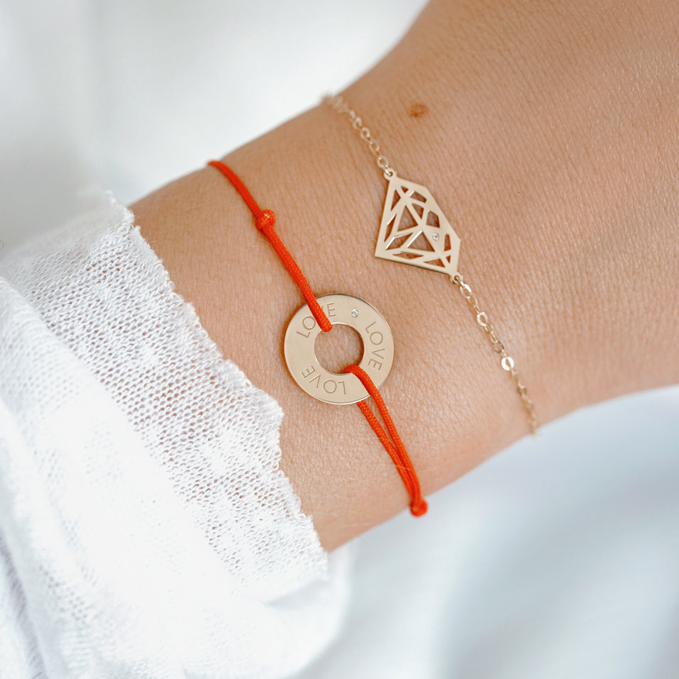 Diamantový náramek se šňůrkou Love Circle