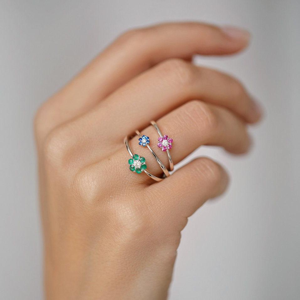 Prsten s diamanty Shiny Flower