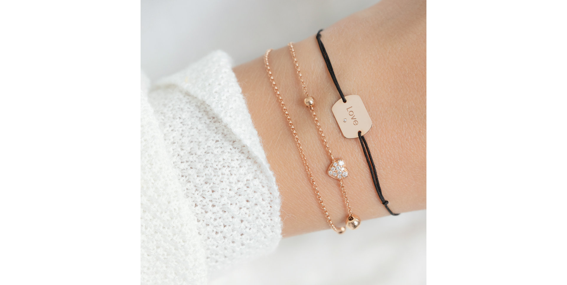 Náramek s černými diamanty Heart