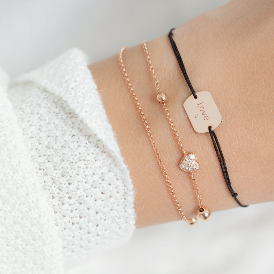 Náramek s černými diamanty Heart