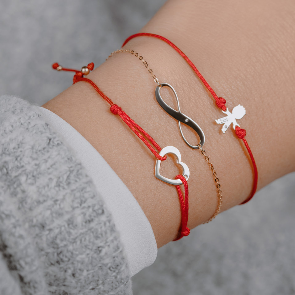 Diamantový náramek se šňůrkou Love