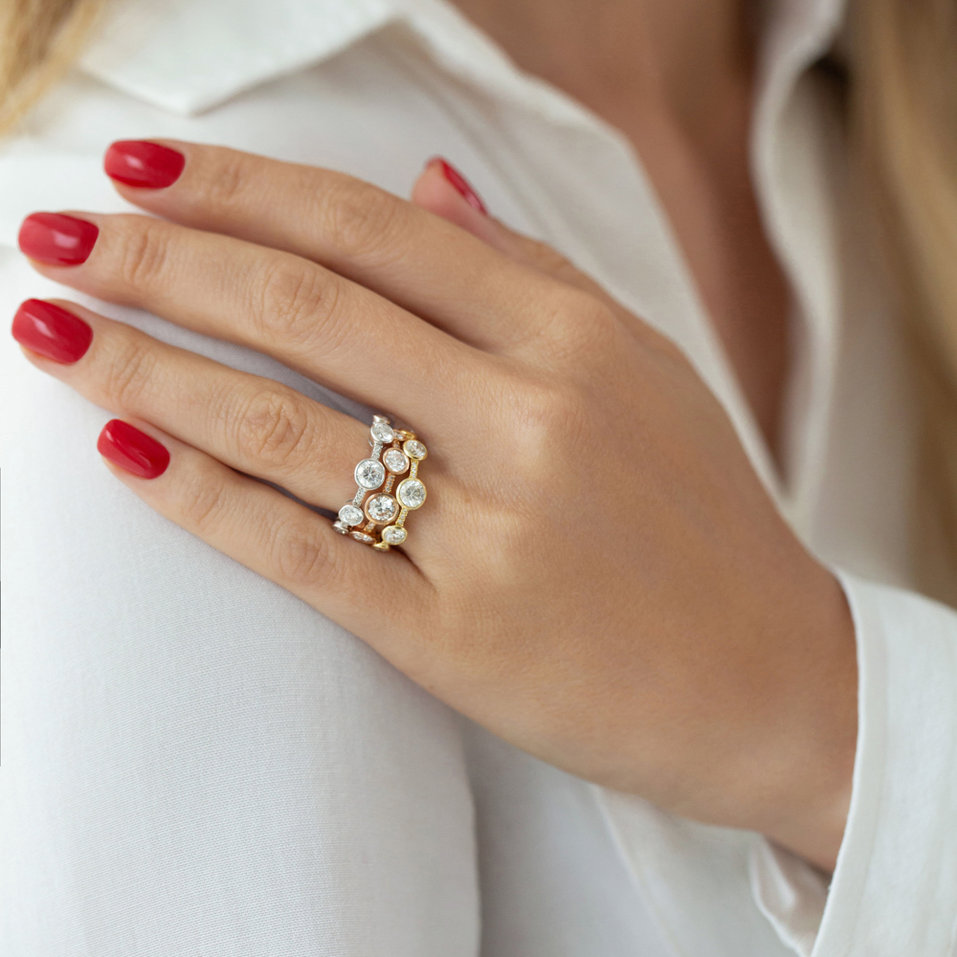 Prsten s diamanty a safíry Galaxy of Passion