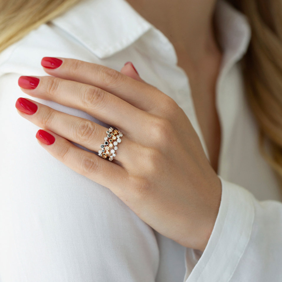 Prsten s černými a bílými diamanty Virgin Tears