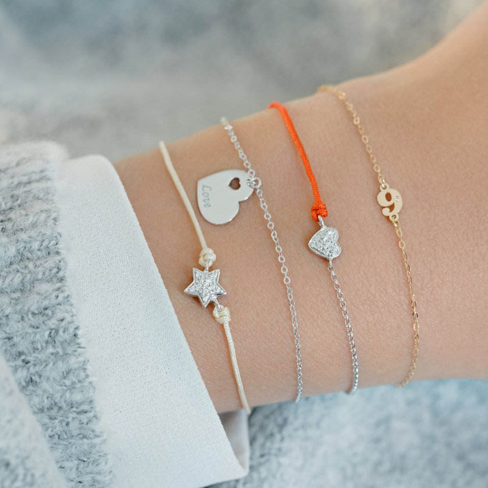 Diamantový náramek se šňůrkou Star Message