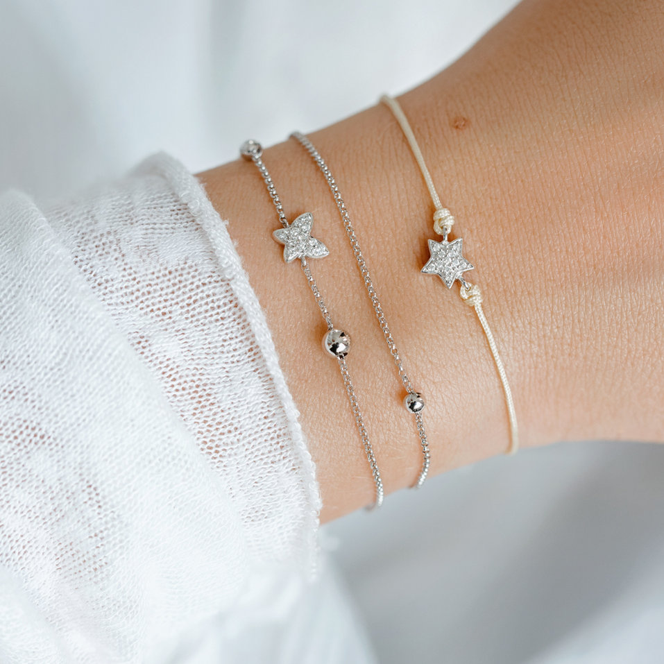 Diamantový náramek se šňůrkou Star Message