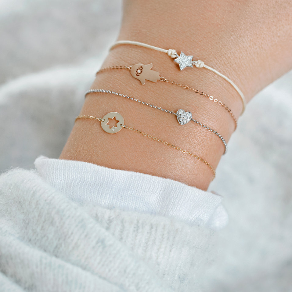 Diamantový náramek se šňůrkou Star Message