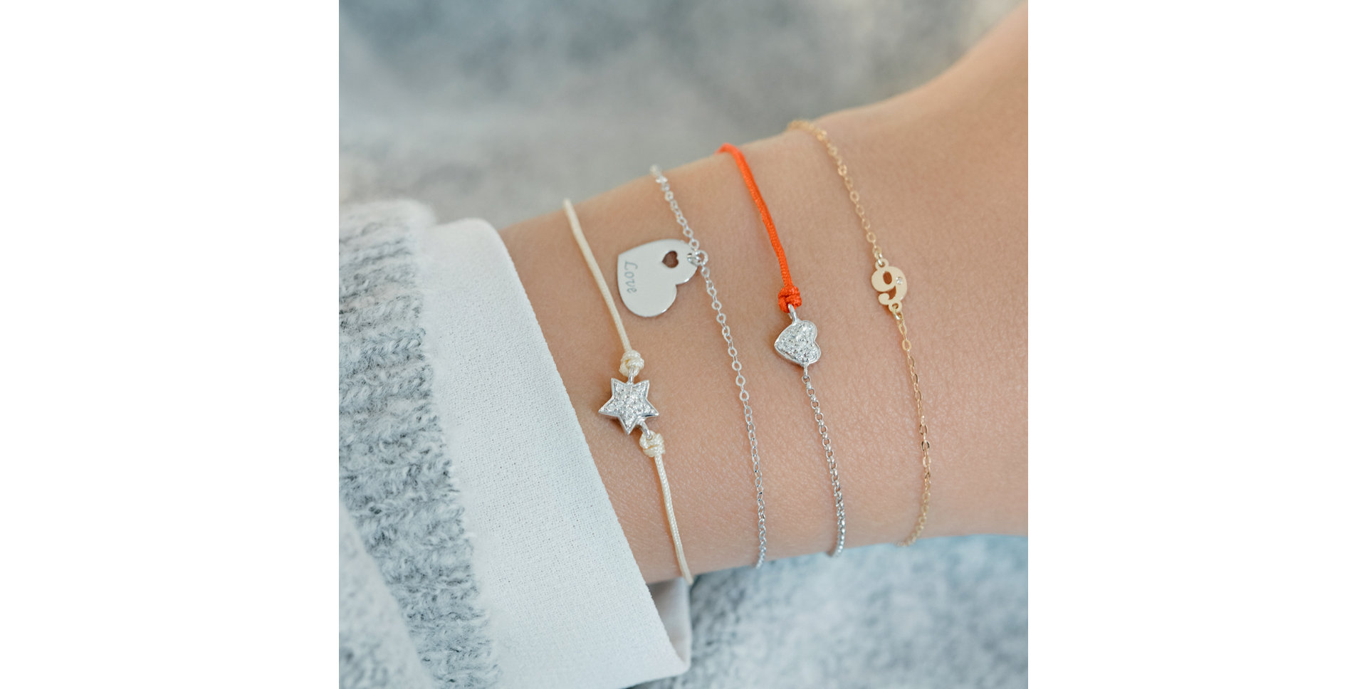 Diamantový náramek se šňůrkou Star Message