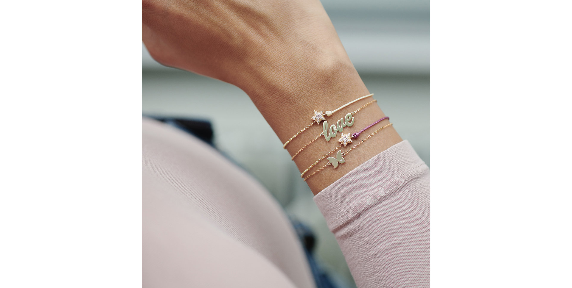 Diamantový náramek se šňůrkou Be a Star