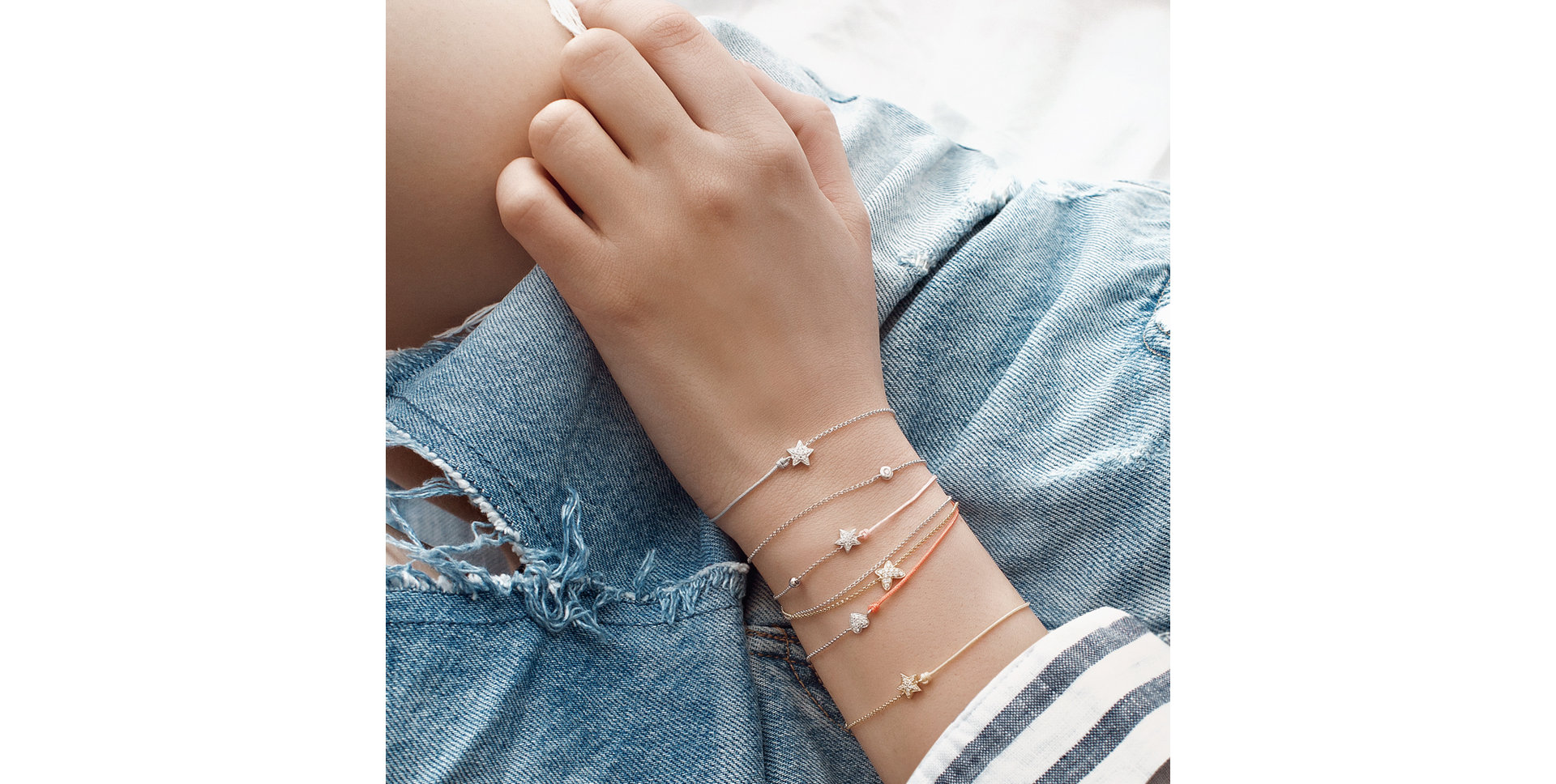 Diamantový náramek se šňůrkou Be a Star