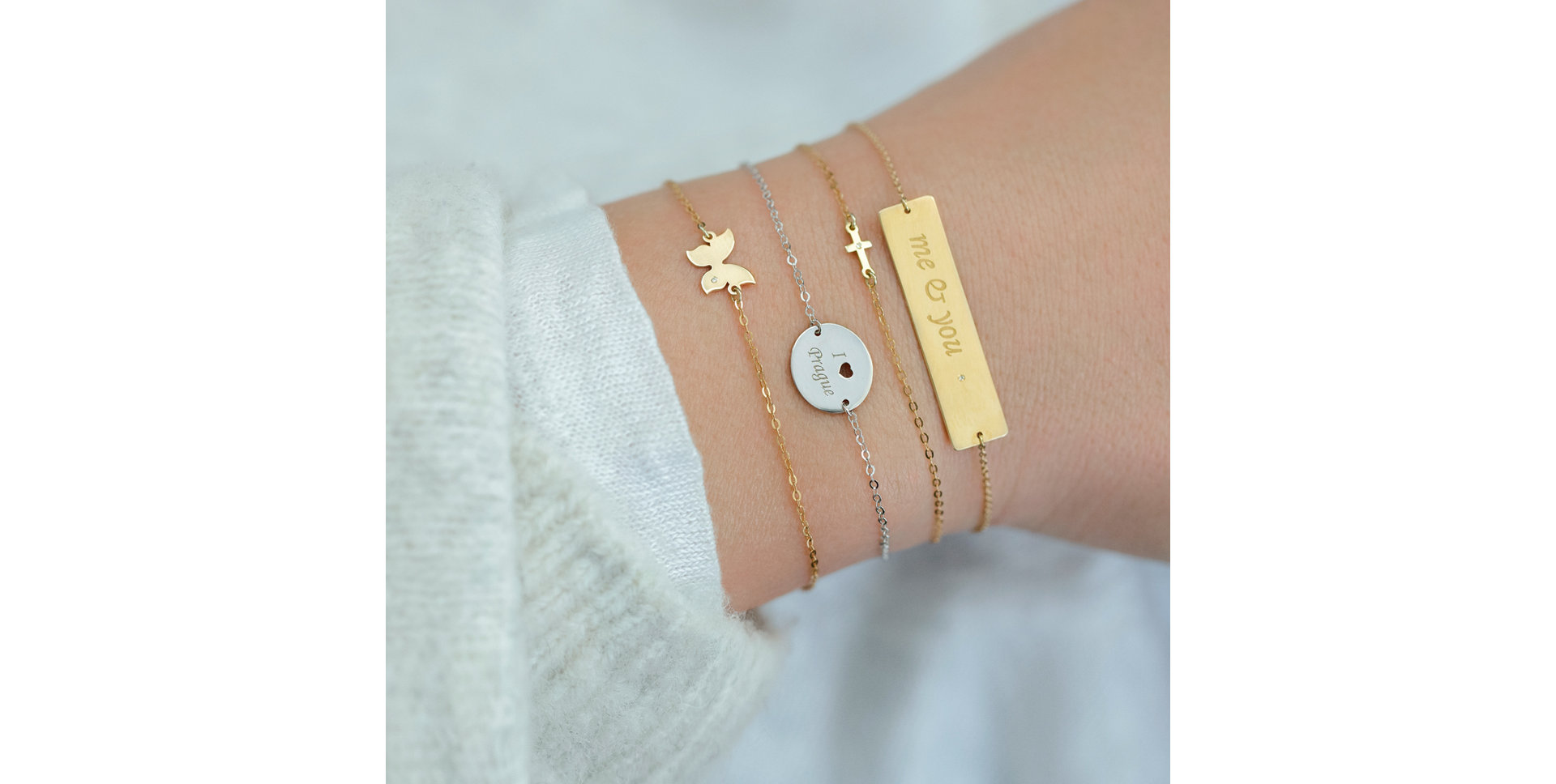 Náramek s diamantem I Love Prague