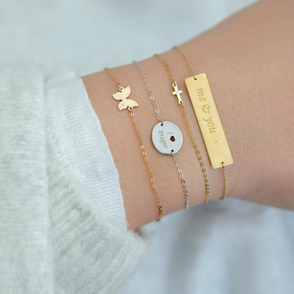 Náramek s diamantem I Love Prague