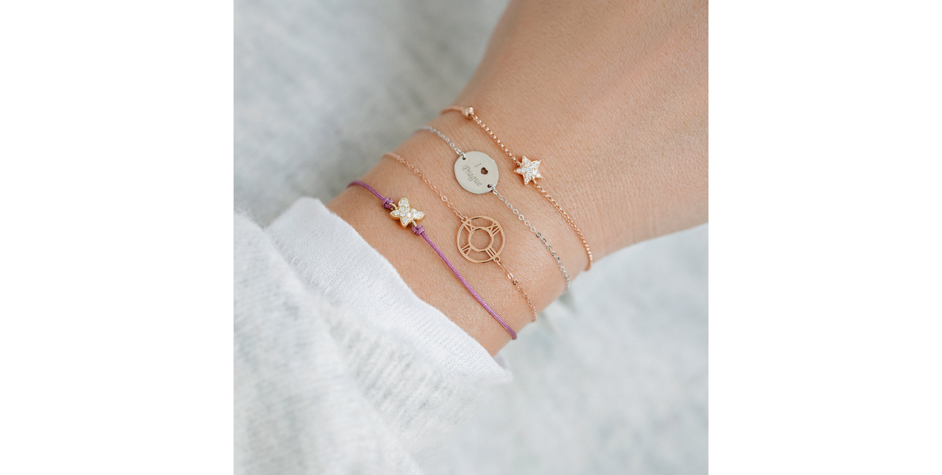 Náramek s diamantem I Love Prague