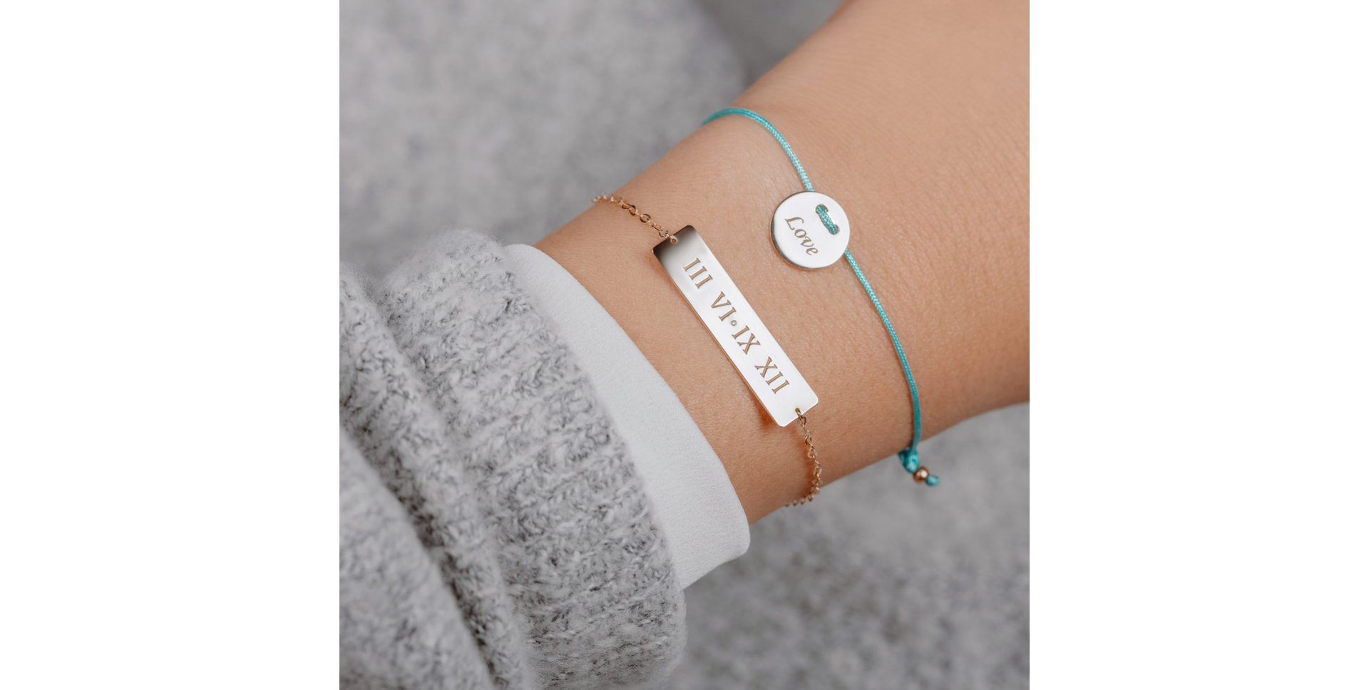 Diamantový náramek se šňůrkou Love