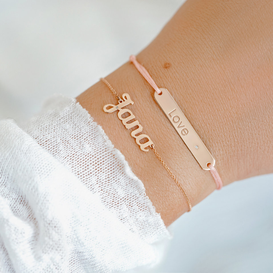 Diamantový náramek se šňůrkou Love