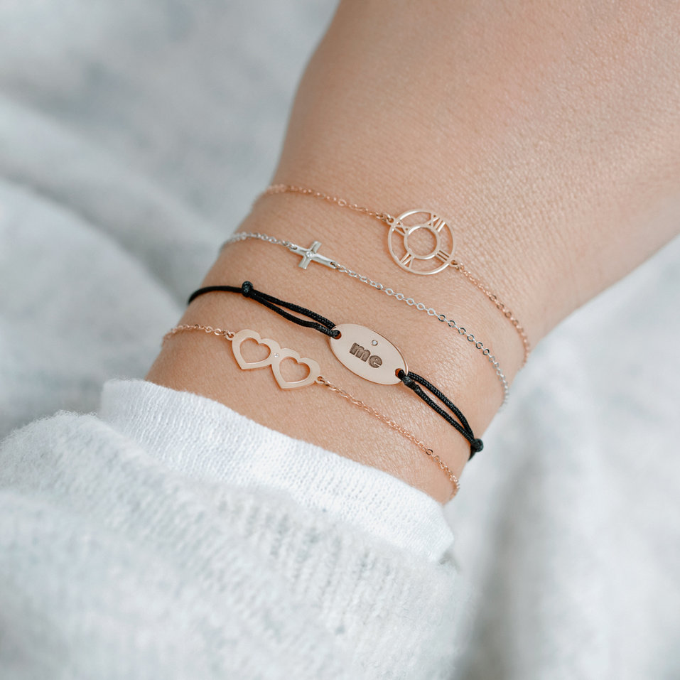 Diamantový náramek se šňůrkou Love