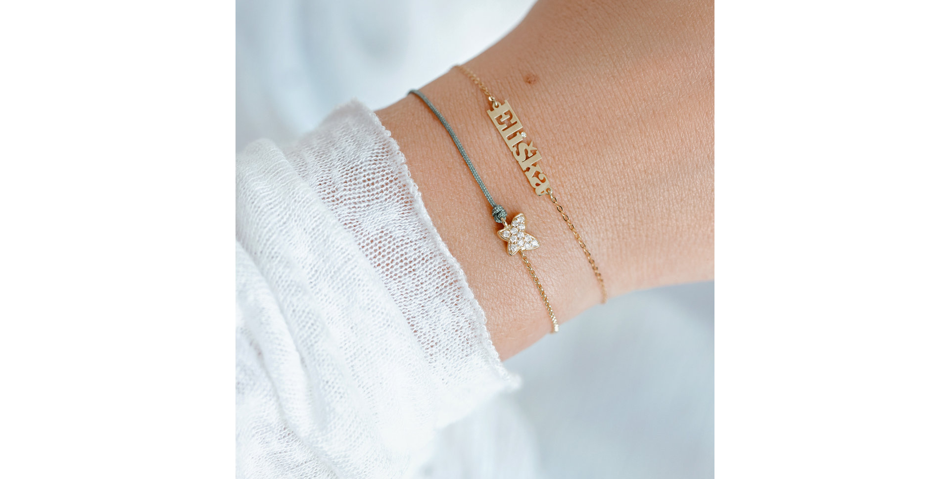 Diamantový náramek se šňůrkou Diamond Butterfly