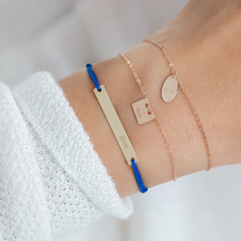 Diamantový náramek se šňůrkou Love