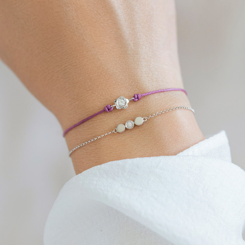 Diamantový náramek se šňůrkou Diamond Blossom