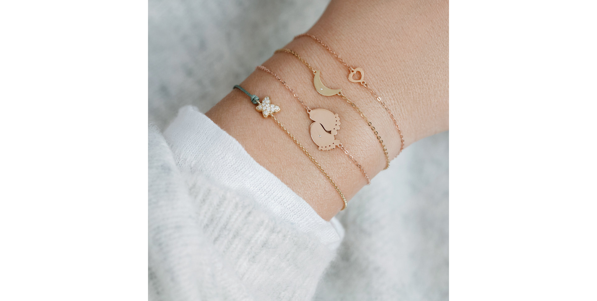 Náramek s diamantem Baby Feet