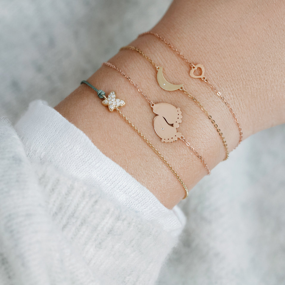 Náramek s diamantem Baby Feet