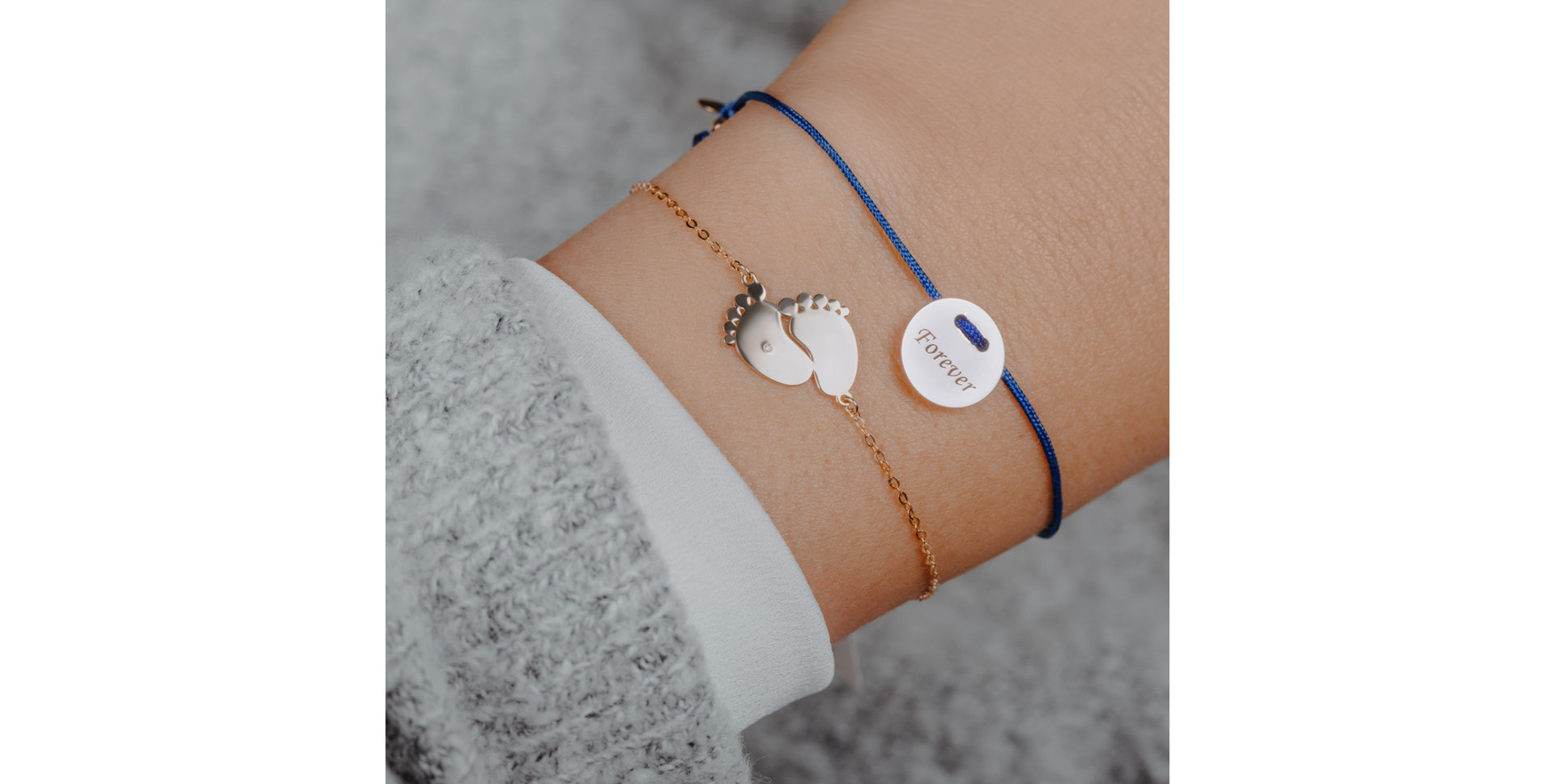 Náramek s diamantem Baby Feet