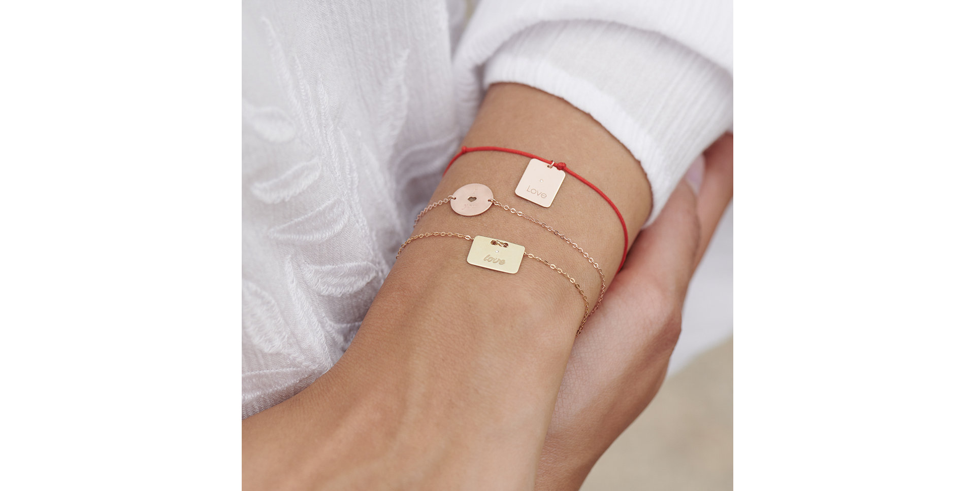 Diamantový náramek se šňůrkou Stamp Love