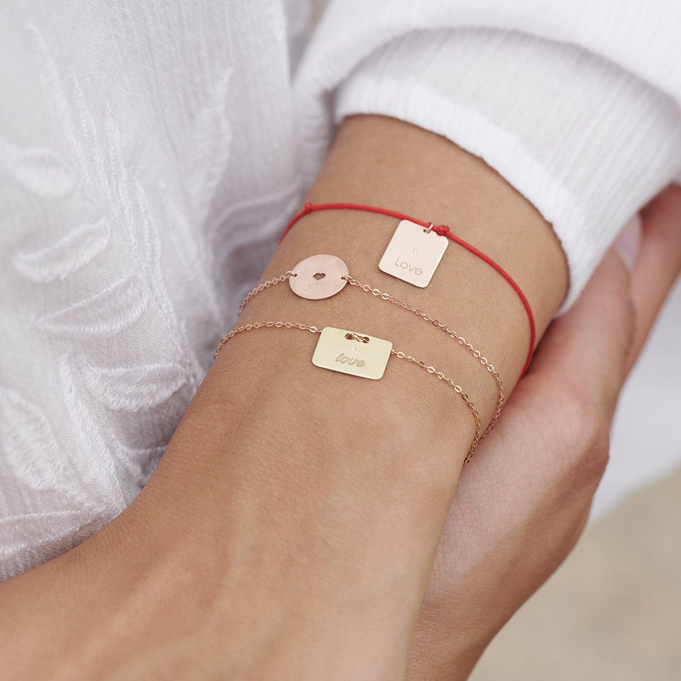 Diamantový náramek se šňůrkou Stamp Love