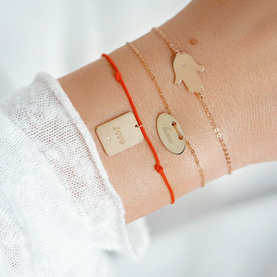 Diamantový náramek se šňůrkou Stamp Love