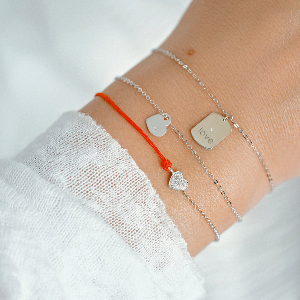 Diamantový náramek se šňůrkou Little Heart