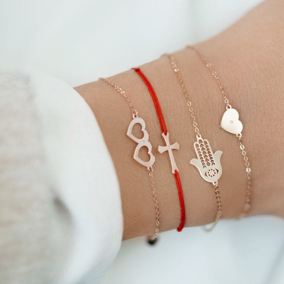 Náramek s diamantem Two Hearts
