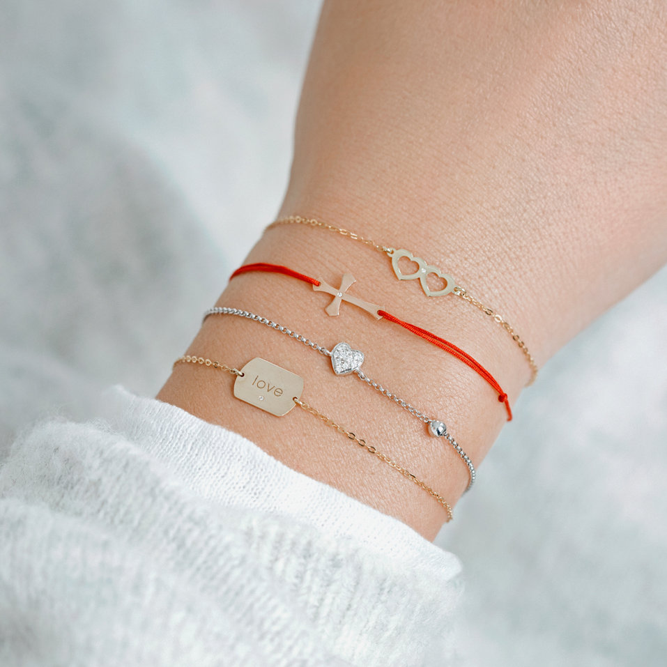 Náramek s diamantem Two Hearts