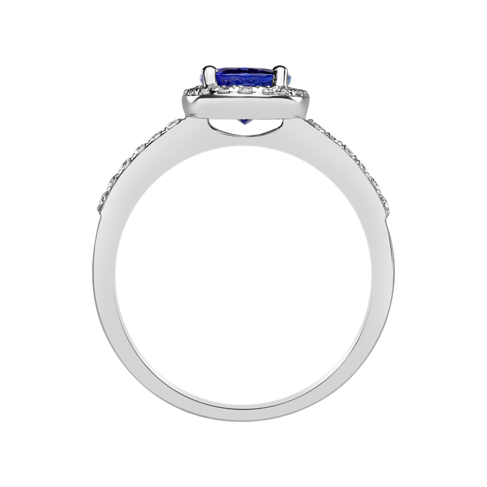 Prsten s diamanty a tanzanitem Princess