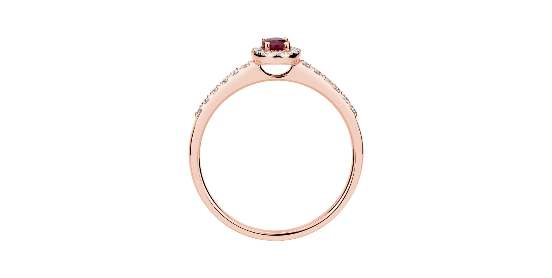 Prsten s diamanty a rubínem Princess