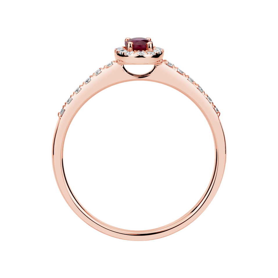 Prsten s diamanty a rubínem Princess