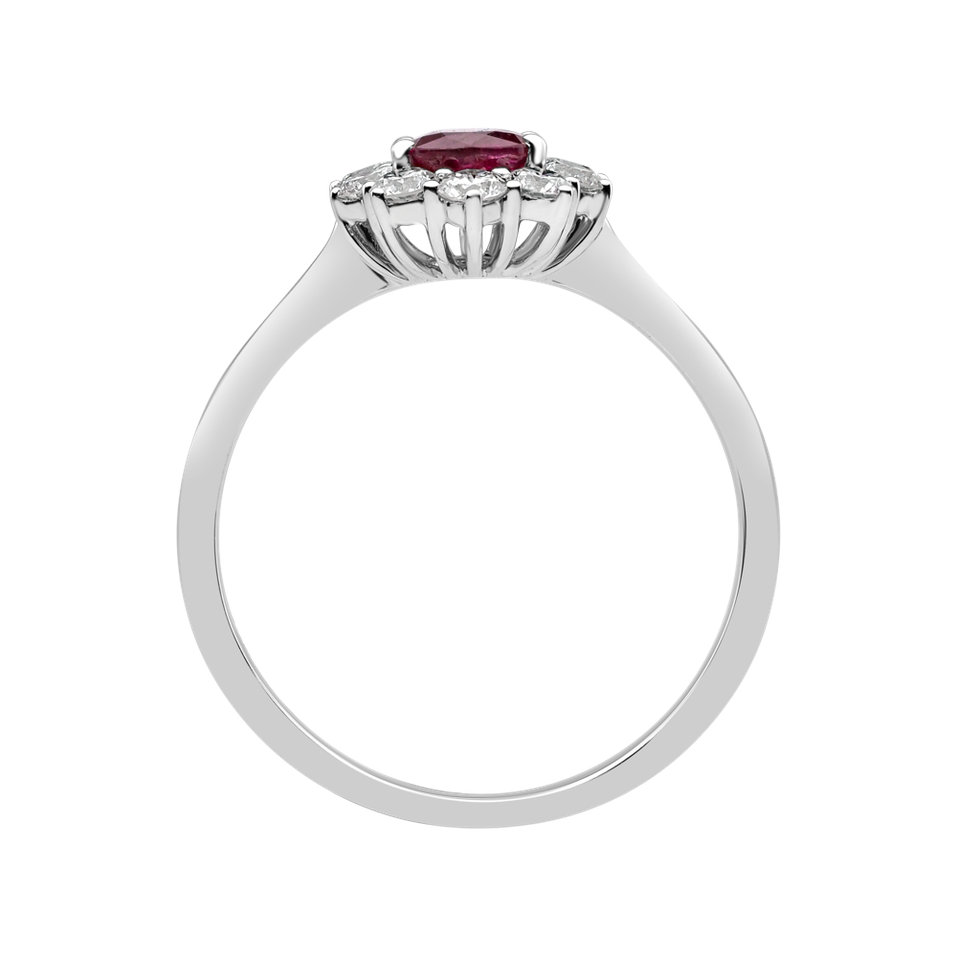 Prsten s diamanty a rubínem Princess