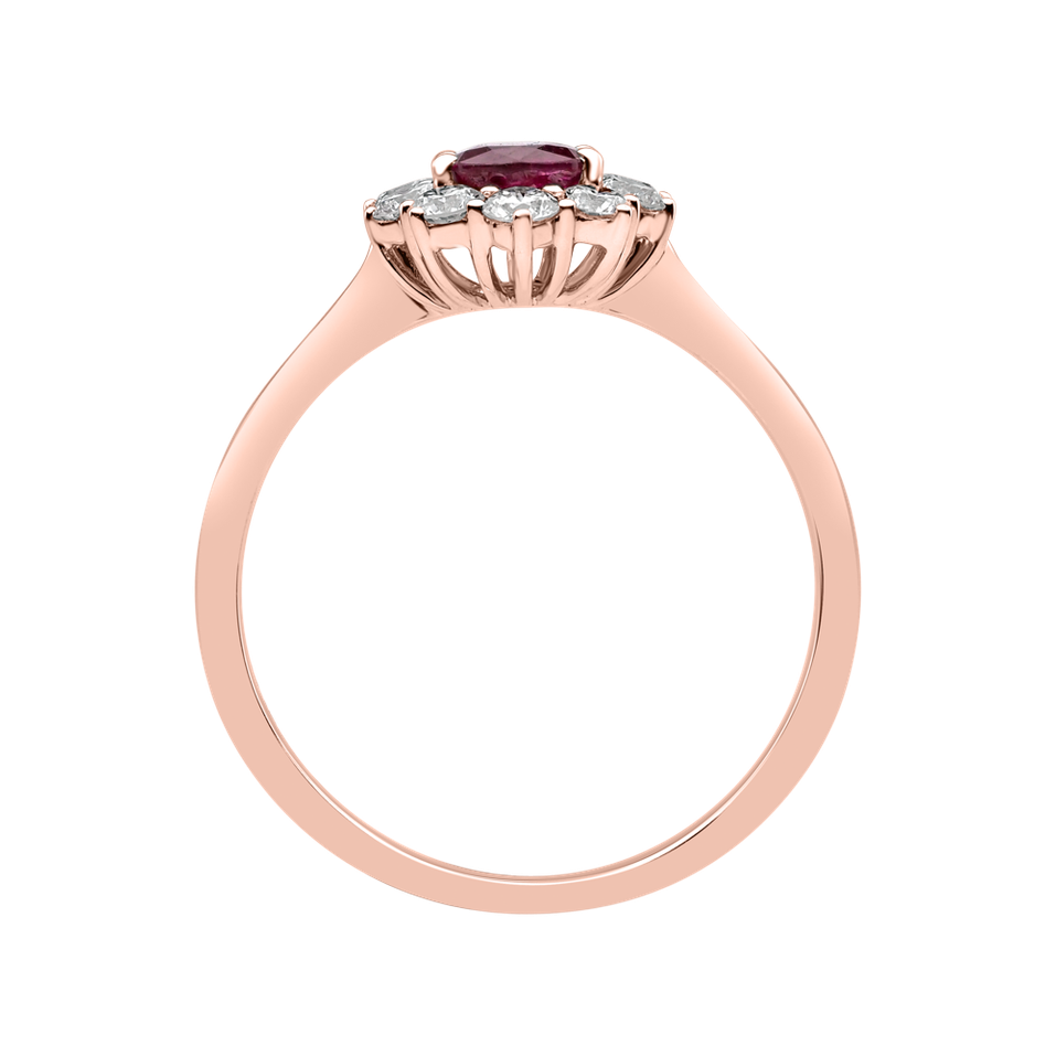 Prsten s diamanty a rubínem Princess