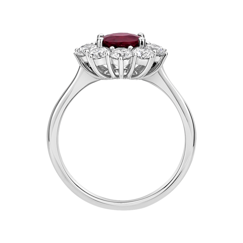 Prsten s diamanty a rubínem Princess