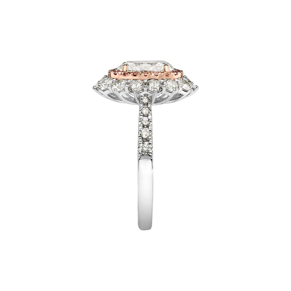 Prsten s růžovými a bílými diamanty Princess