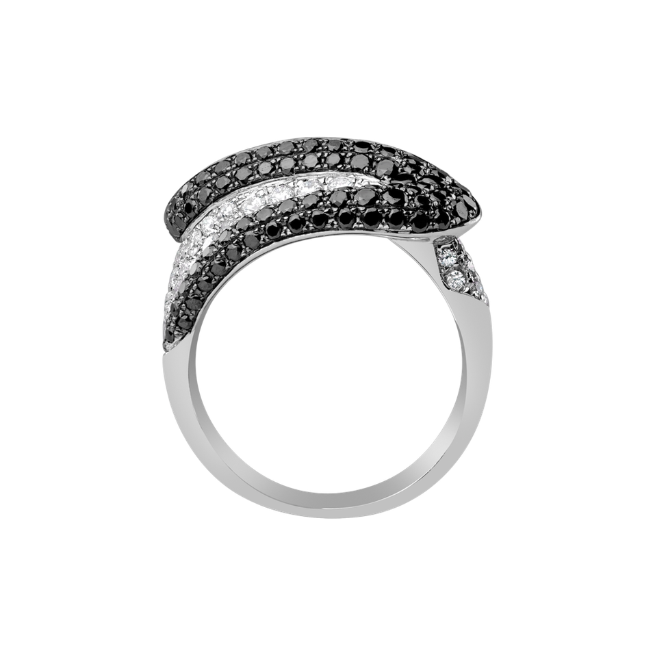 Prsten s bílými a černými diamanty Leah