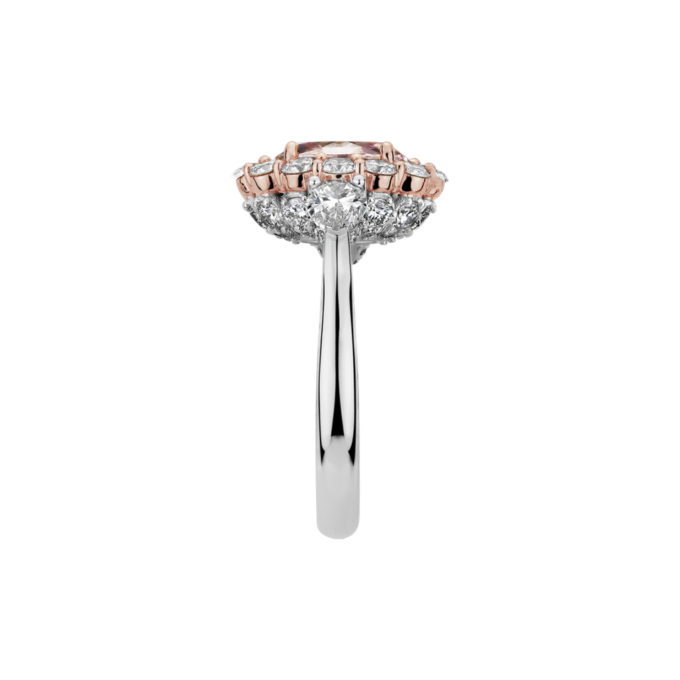Prsten s růžovým a bílým diamantem Princess Delight