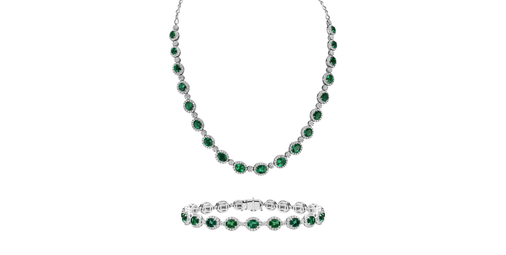 Náramek s diamanty a smaragdy Imposant Constellation