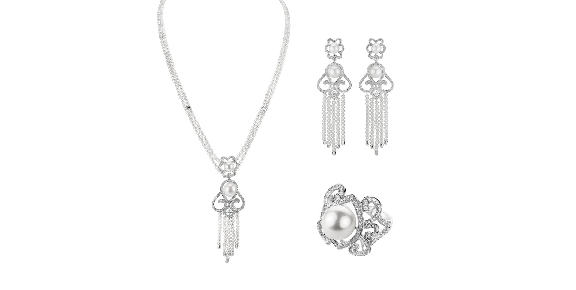 Prsten s perlou a diamanty White Countess