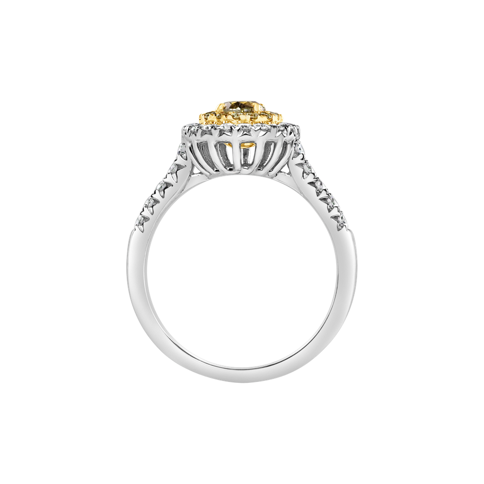 Prsten s bílými a žlutými diamanty Sun Galaxy