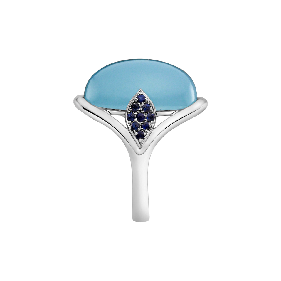 Prsten s akvamarínem a safíry Akvamarine Beauty