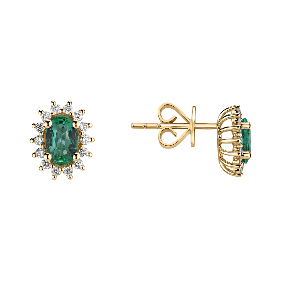 Náušnice se smaragdem a diamanty Princess Sparkle